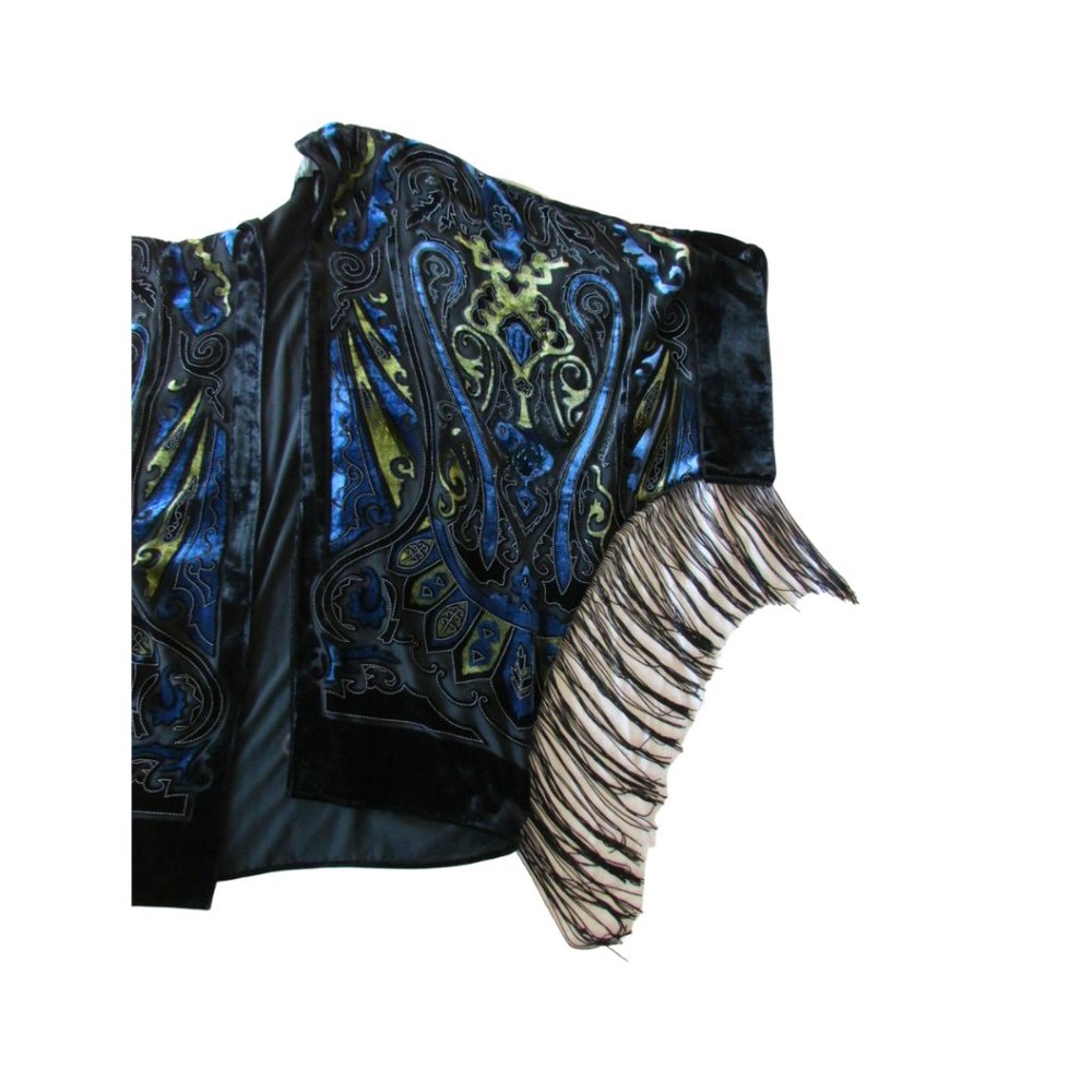 Chico Travelers Collection Fringed Evening Jacket Multi Blue and Black - Picture 2 of 5